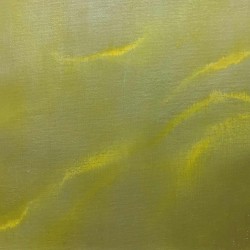 Pedro A. Figueredo. "Unfettered No. 4: Yellow" (2016). Acrylic on canvas sheet: approximately 7 x 10 in. on canvas sheet 9 x 12 in.